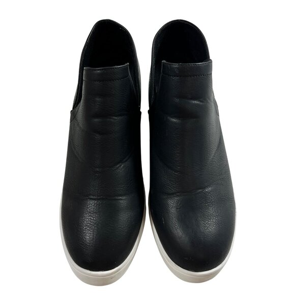 Journee Cardi Black Leather Platform Wedge Slip-On Sneakers Womens Size 11 - Picture 2 of 13